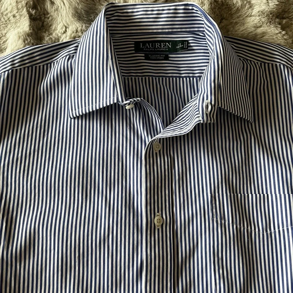 Ralph Lauren Classic Fit Non‎ Iron Stripe Dress Shirt 17 36/37
